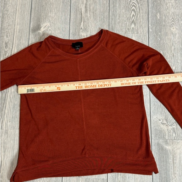 Deep Orange/Rust Lumiere Long Sleeve Top Size Medium Round Neck Relaxed Fit - Picture 5 of 8